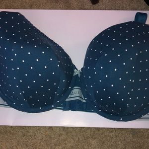 42DDD Cacique Lightly Lined Full Coverage in Teal Polka Dot with Cacique Band